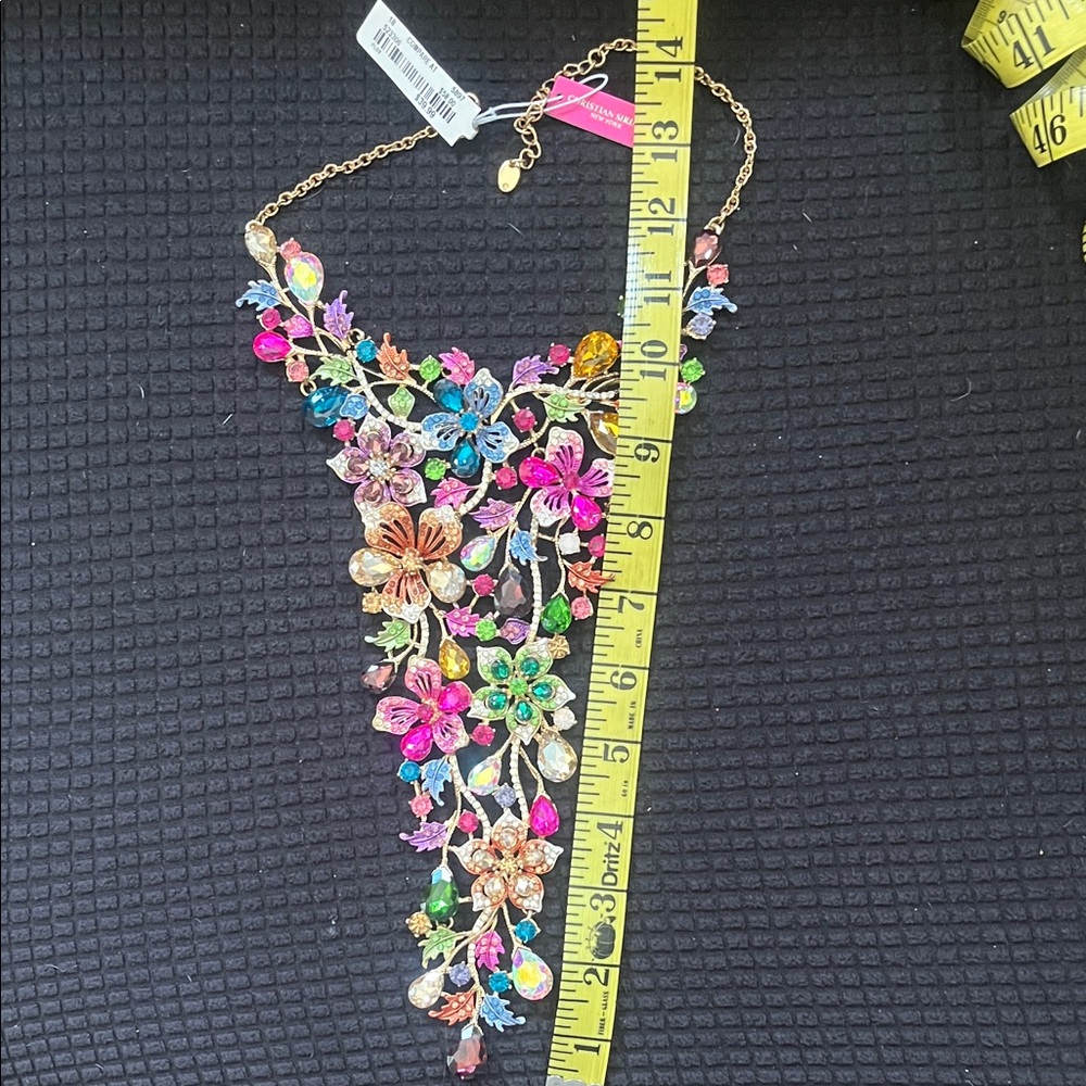 Floral Multicolor Statement Necklace - Picture 9 of 9